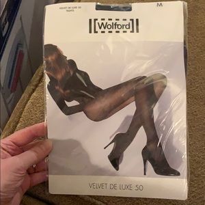 Still in package-Wolford Velvet DeLuxe 50 Med Anth